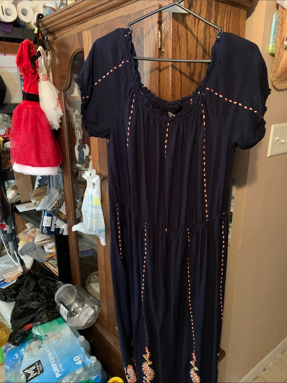 Navy Embroidered Boho Maxi Dress - Brand Cassees